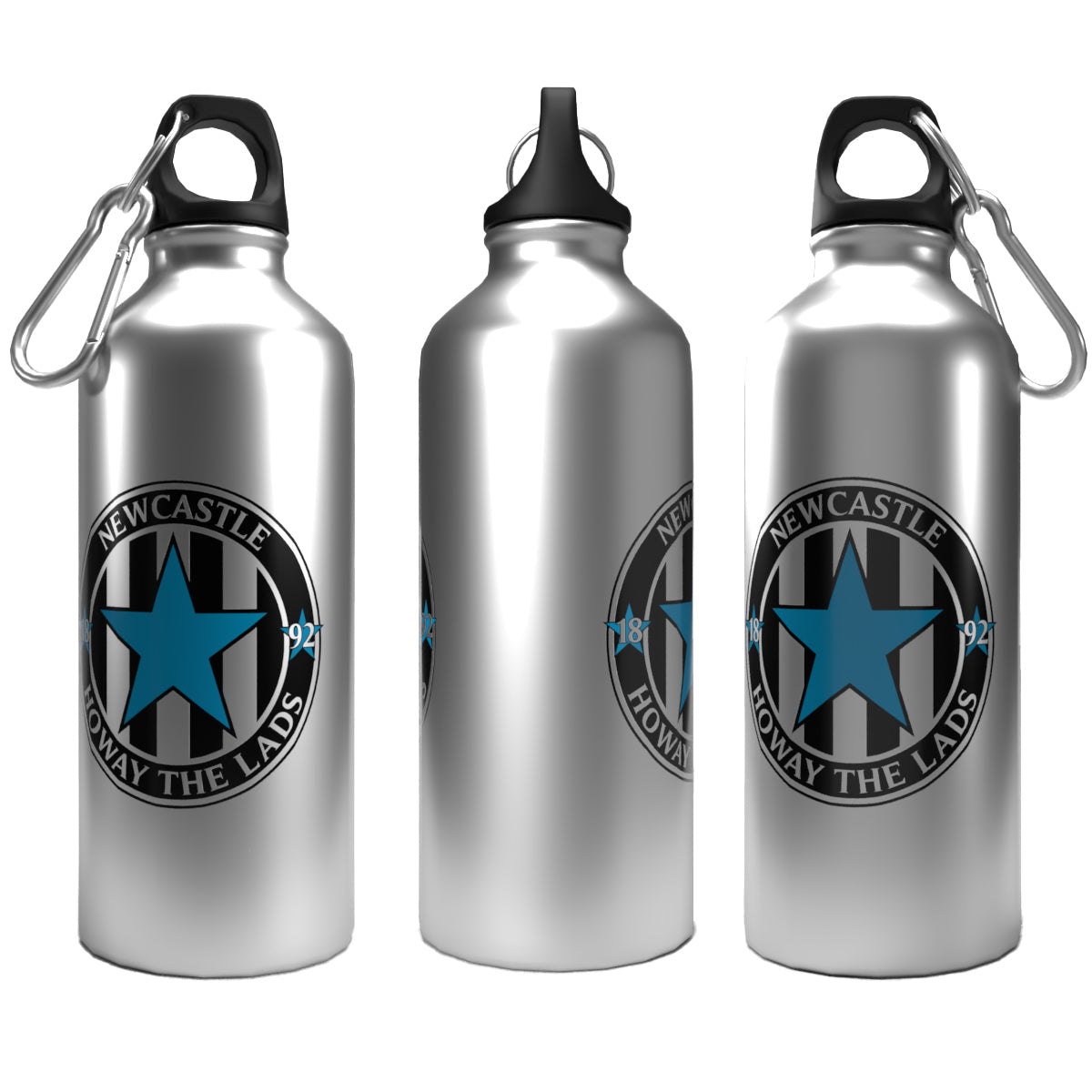 Howay the Lads 2-Lid Aluminium Water Bottle Silver