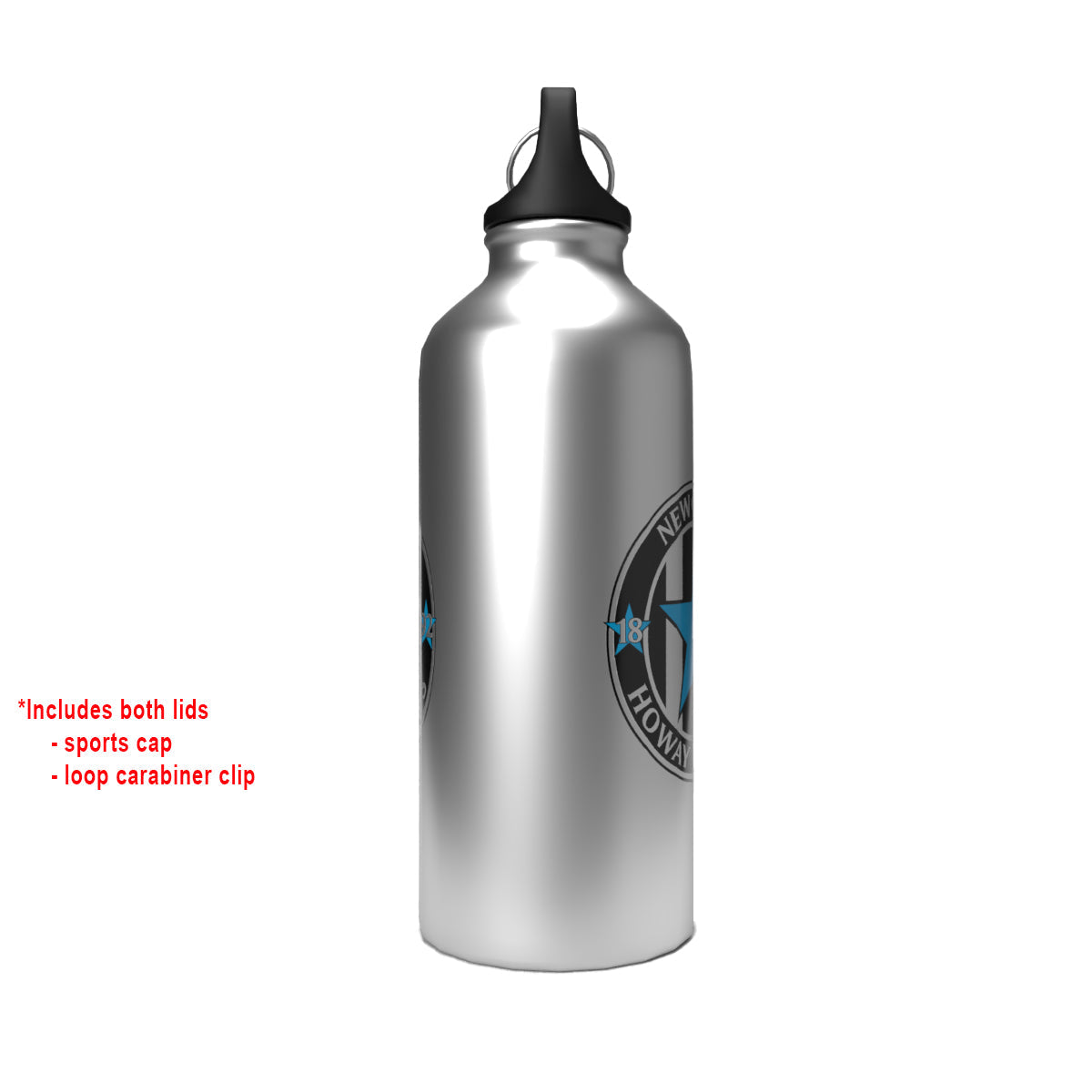 Howay the Lads 2-Lid Aluminium Water Bottle Silver