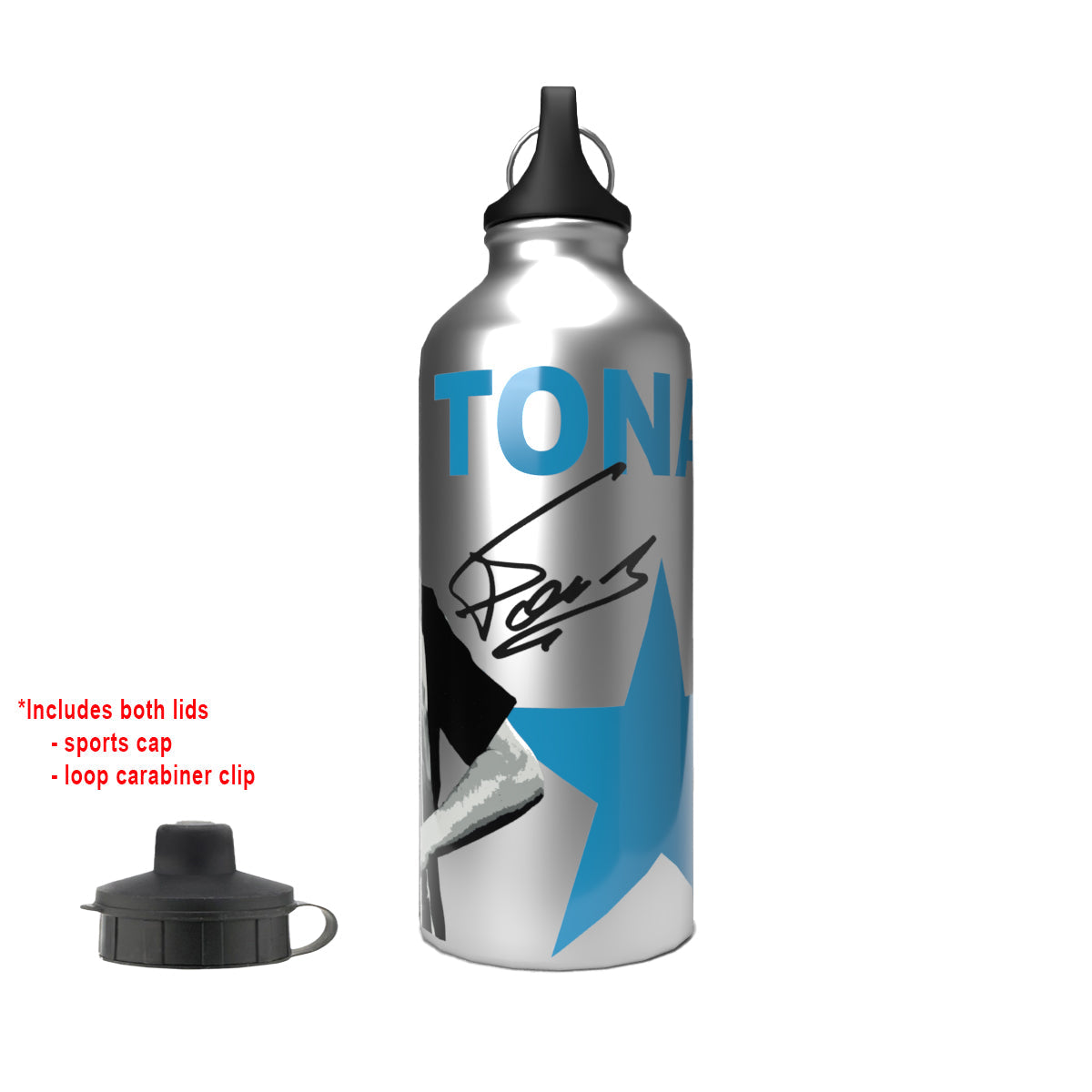 Tonali 2-Lid Aluminium Water Bottle Silver