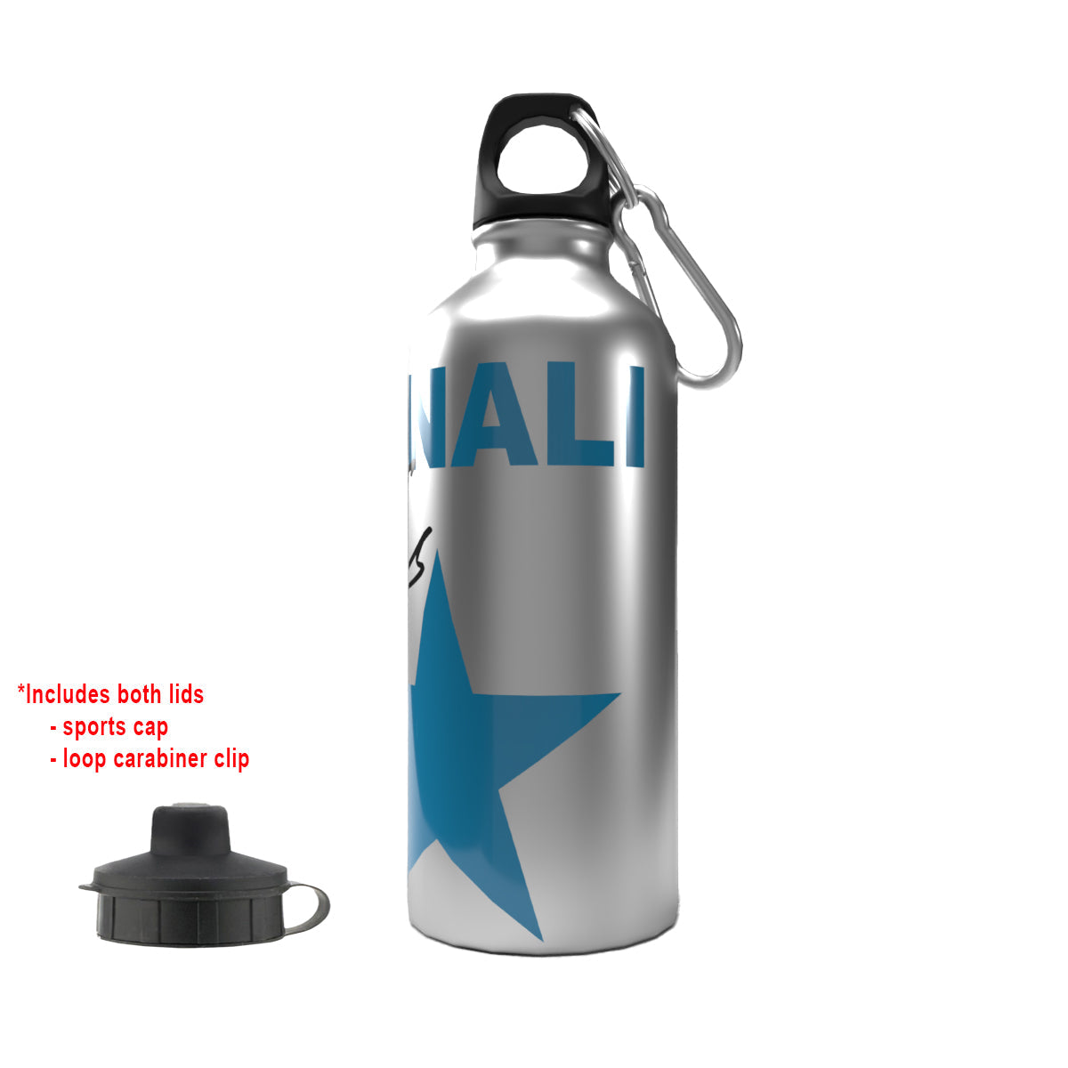 Tonali 2-Lid Aluminium Water Bottle Silver