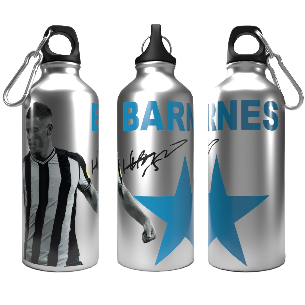 Barnes Newcastle 2-Lid Aluminium Water Bottle Silver