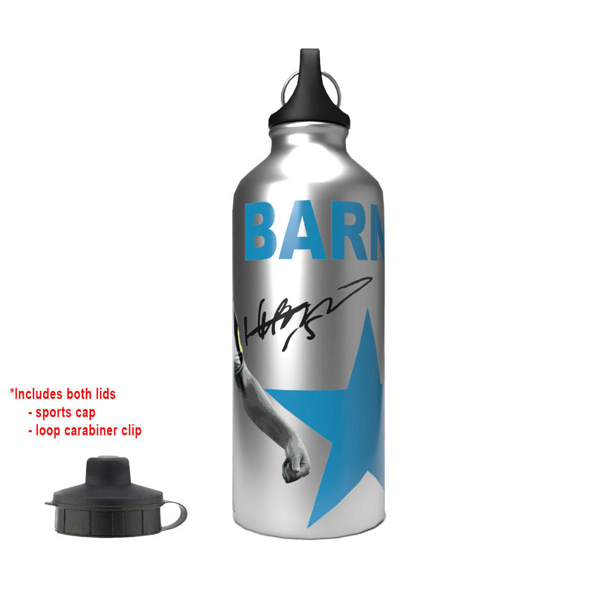 Barnes Newcastle 2-Lid Aluminium Water Bottle Silver