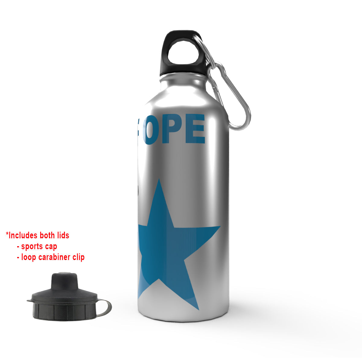 Pope 2-Lid Aluminium Water Bottle Silver