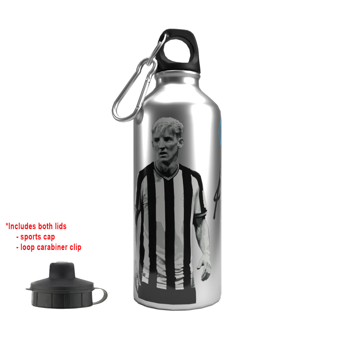 Gordon 2-Lid Aluminium Water Bottle Silver