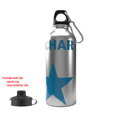 Schar 2-Lid Aluminium Water Bottle Silver