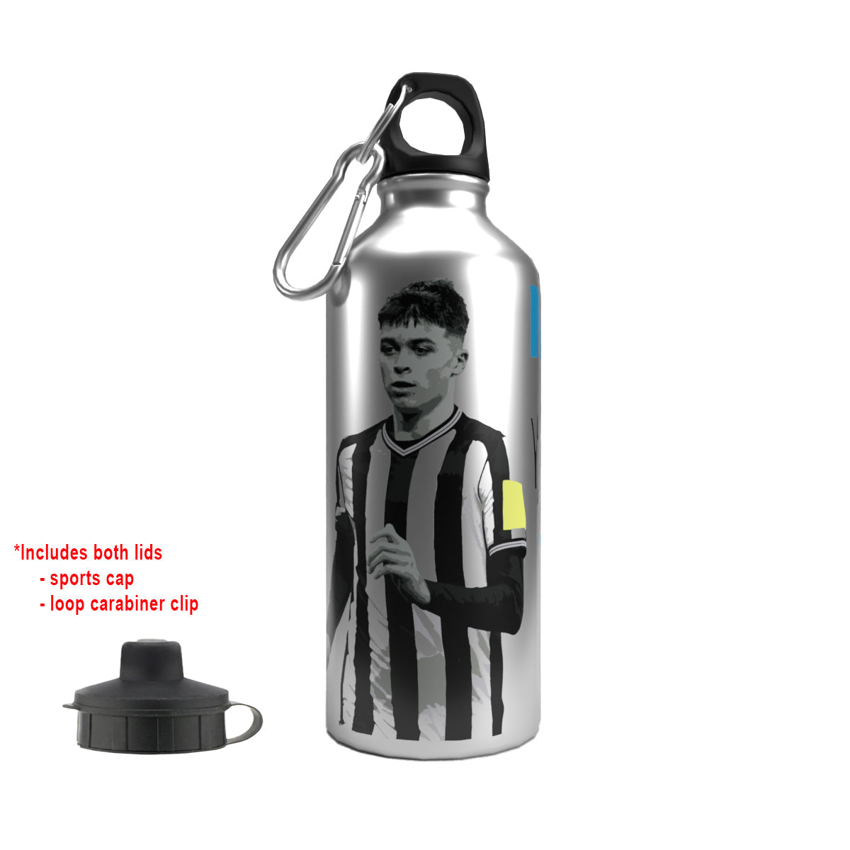 Miley 2-Lid Aluminium Water Bottle Silver