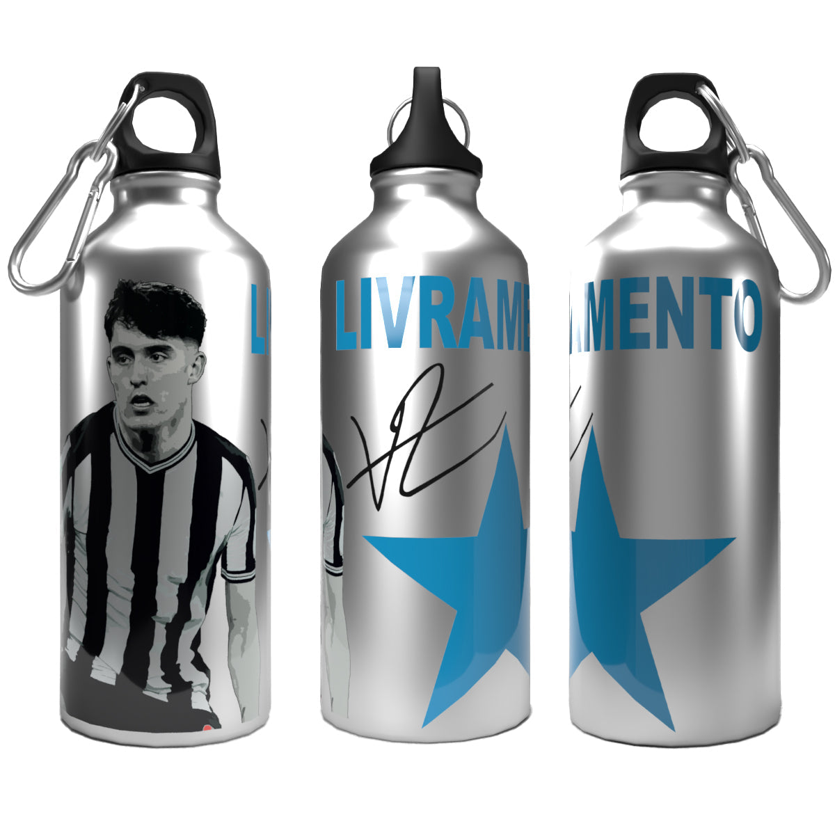 Livramento 2-Lid Aluminium Water Bottle Silver