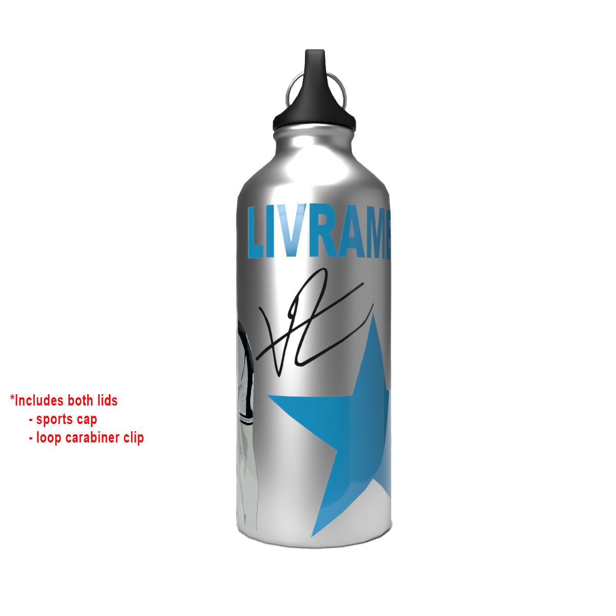Livramento 2-Lid Aluminium Water Bottle Silver