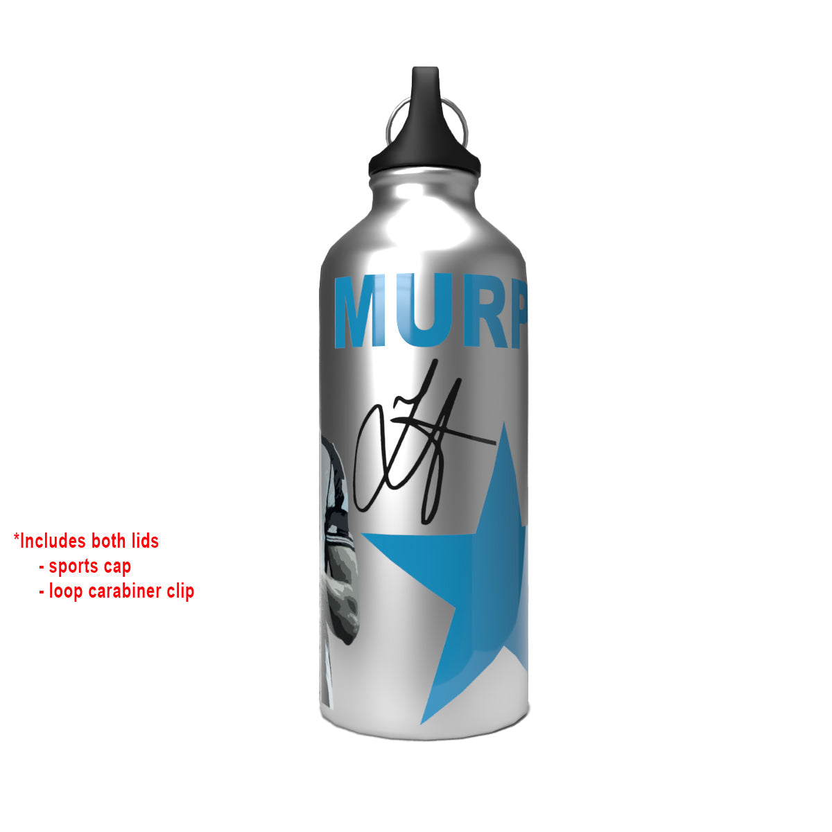 Murphy 2-Lid Aluminium Water Bottle Silver