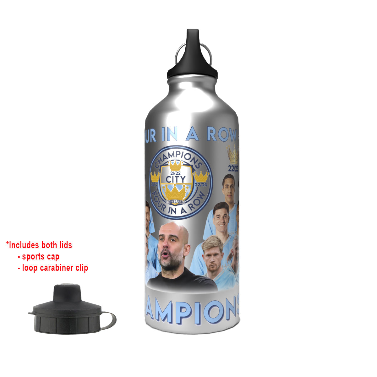 City League Champions 23/24 Team 2-Lid Aluminium Bottle Silver 600ml