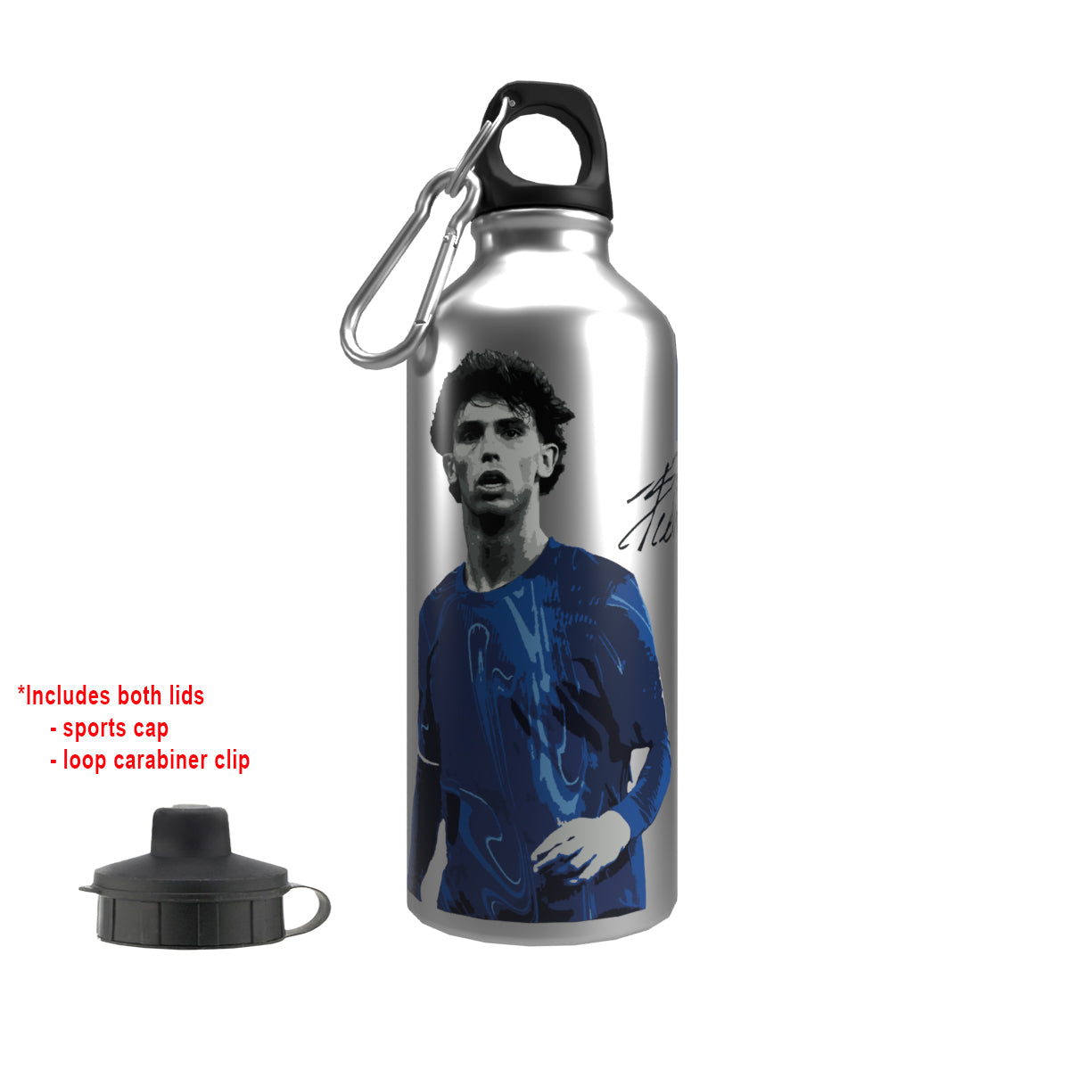 Felix 2-Lid Aluminium Water Bottle Silver
