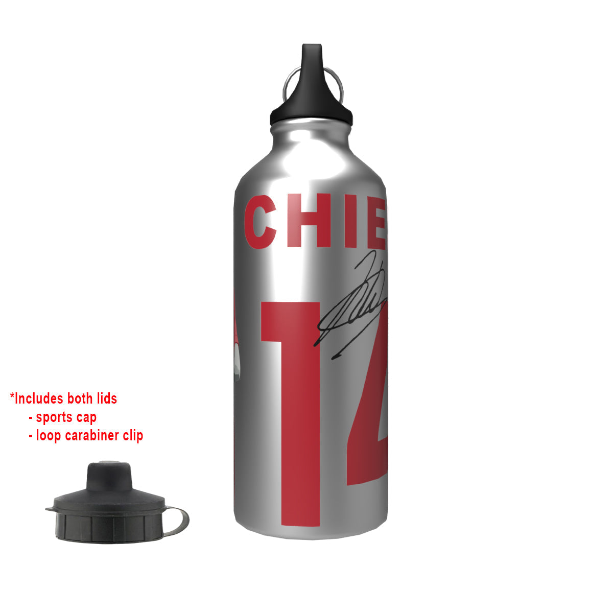 Chiesa 2-Lid Aluminium Water Bottle Silver