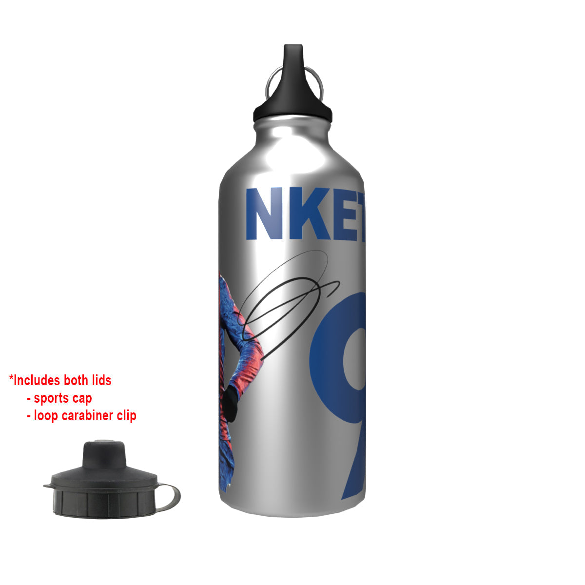 Nketiah Palace 2-Lid Aluminium Water Bottle Silver