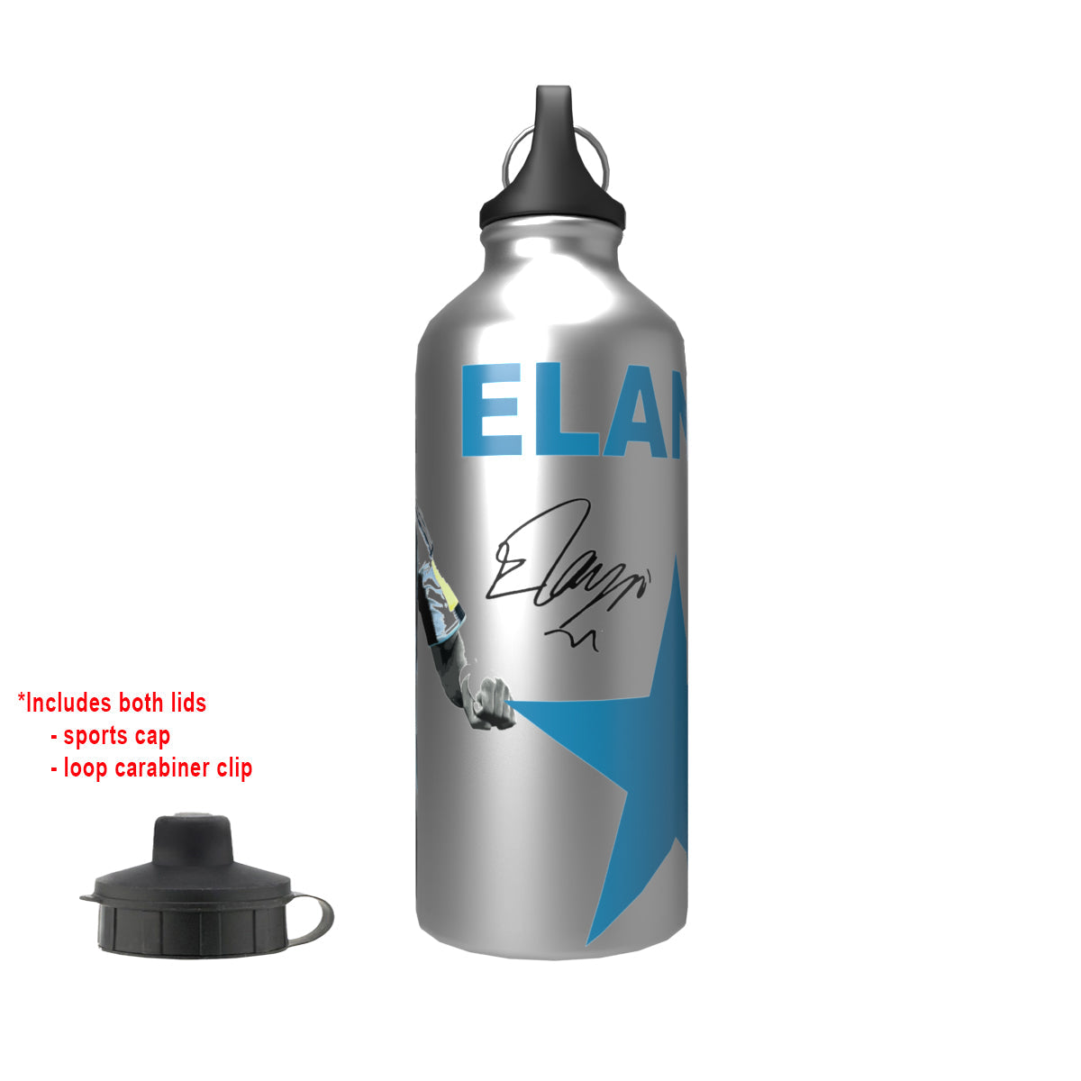 Elanga Newcastle 2-Lid Aluminium Water Bottle Silver