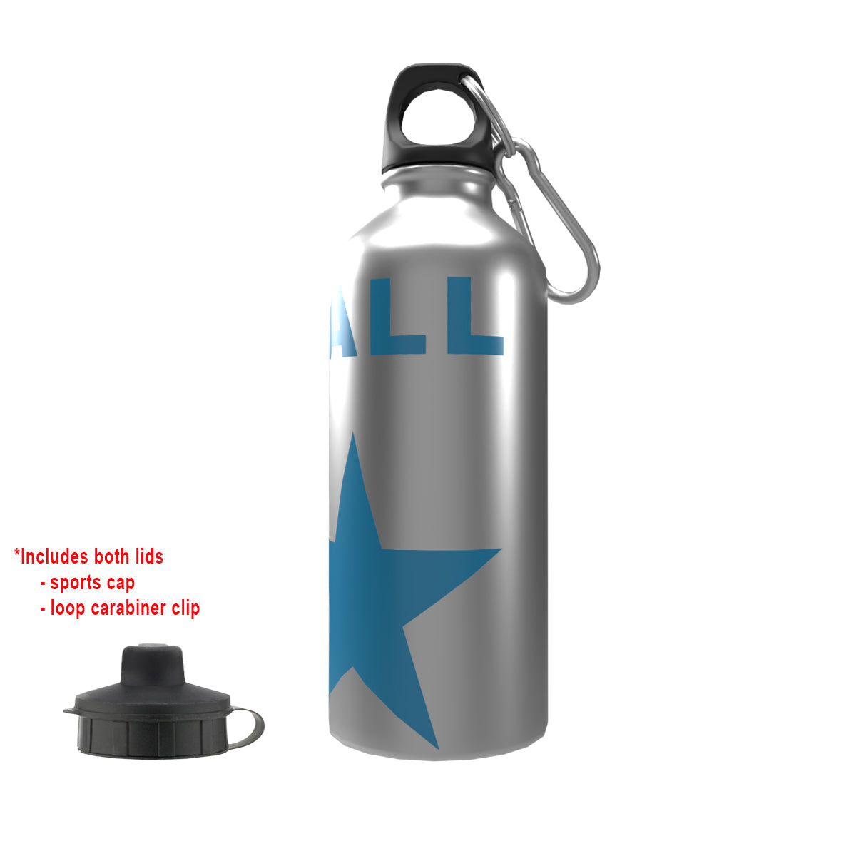 Hall Newcastle 2-Lid Aluminium Water Bottle Silver